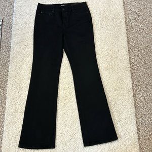 NWT ZENANA 31/15 black jeans with wide flare legs and slight frayed hems